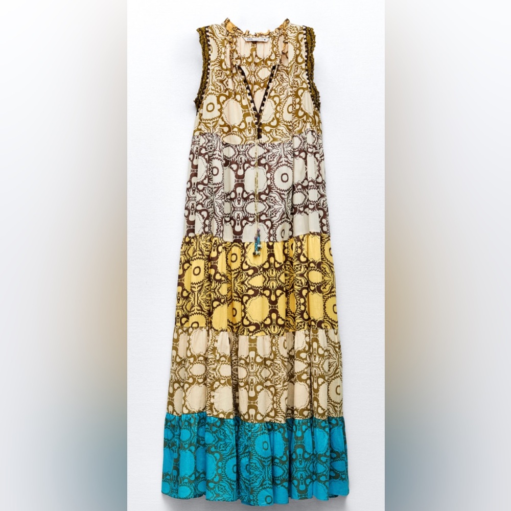 Zara Brown and Yellow Boho Maxi dress.